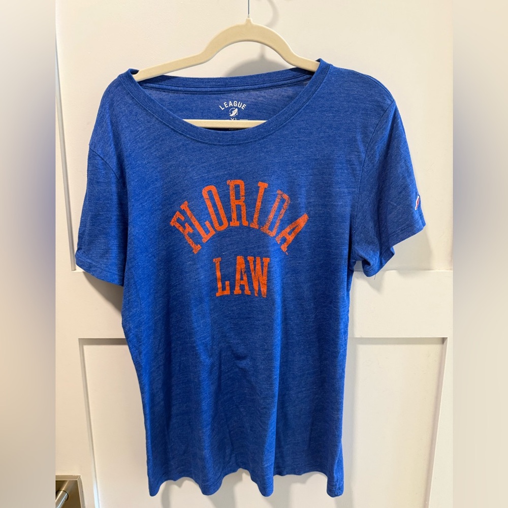 League Blue 'Florida Law' Short Sleeve Tee with Orange Print